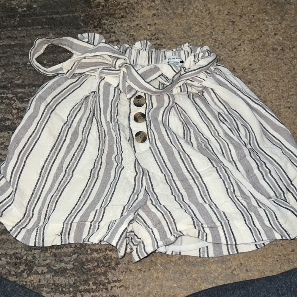 Grey and white striped nice shorts, size xs